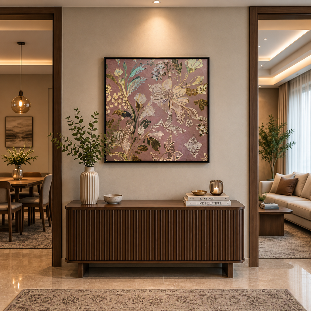 Luxury Floral Crystal Glass Painting