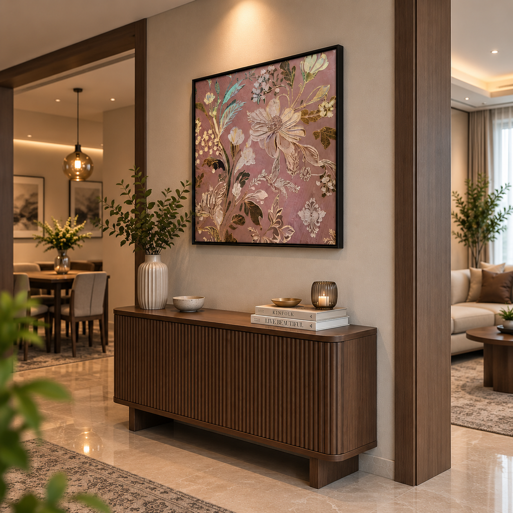 Luxury Floral Crystal Glass Painting
