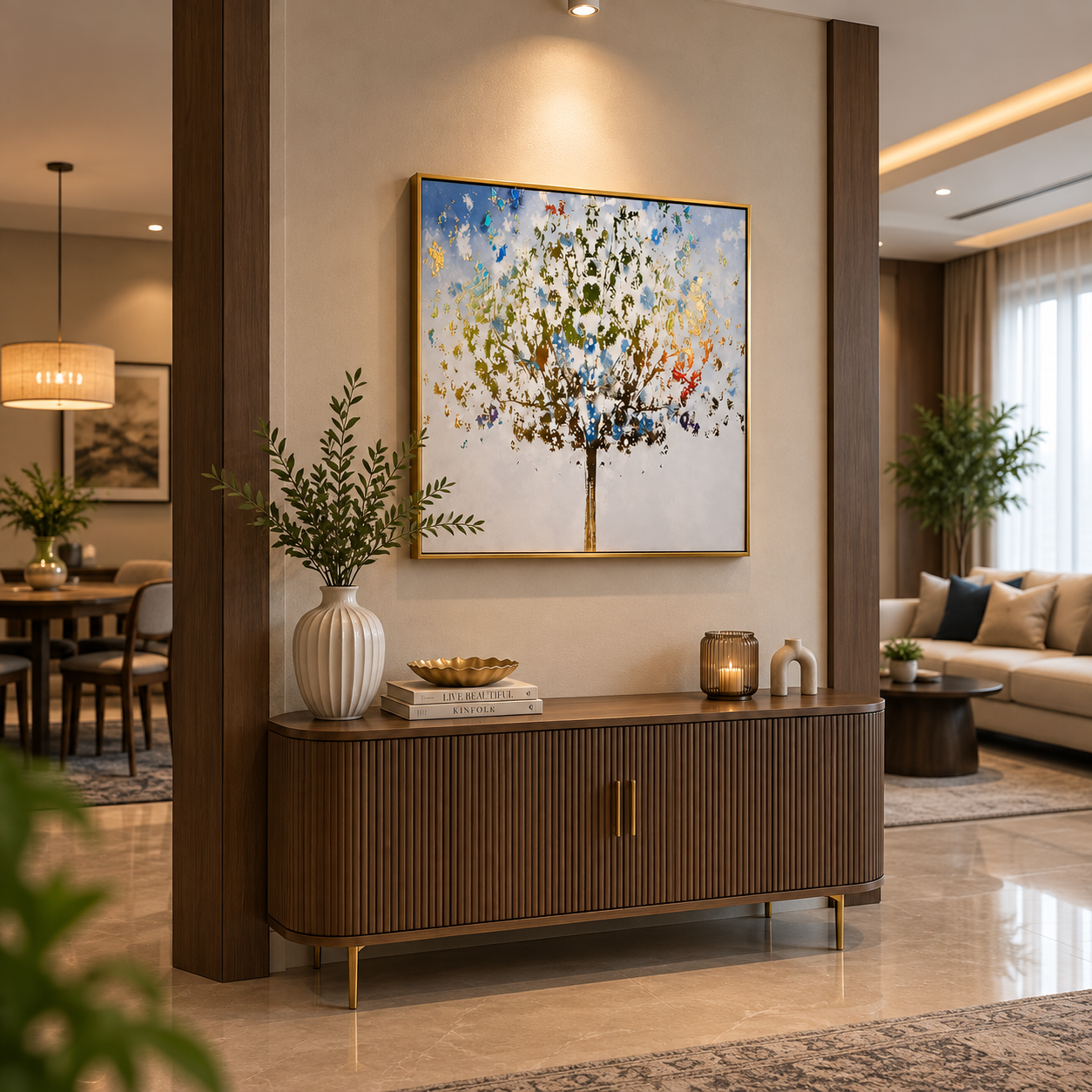 Luxury Tree of Life Crystal Glass Painting