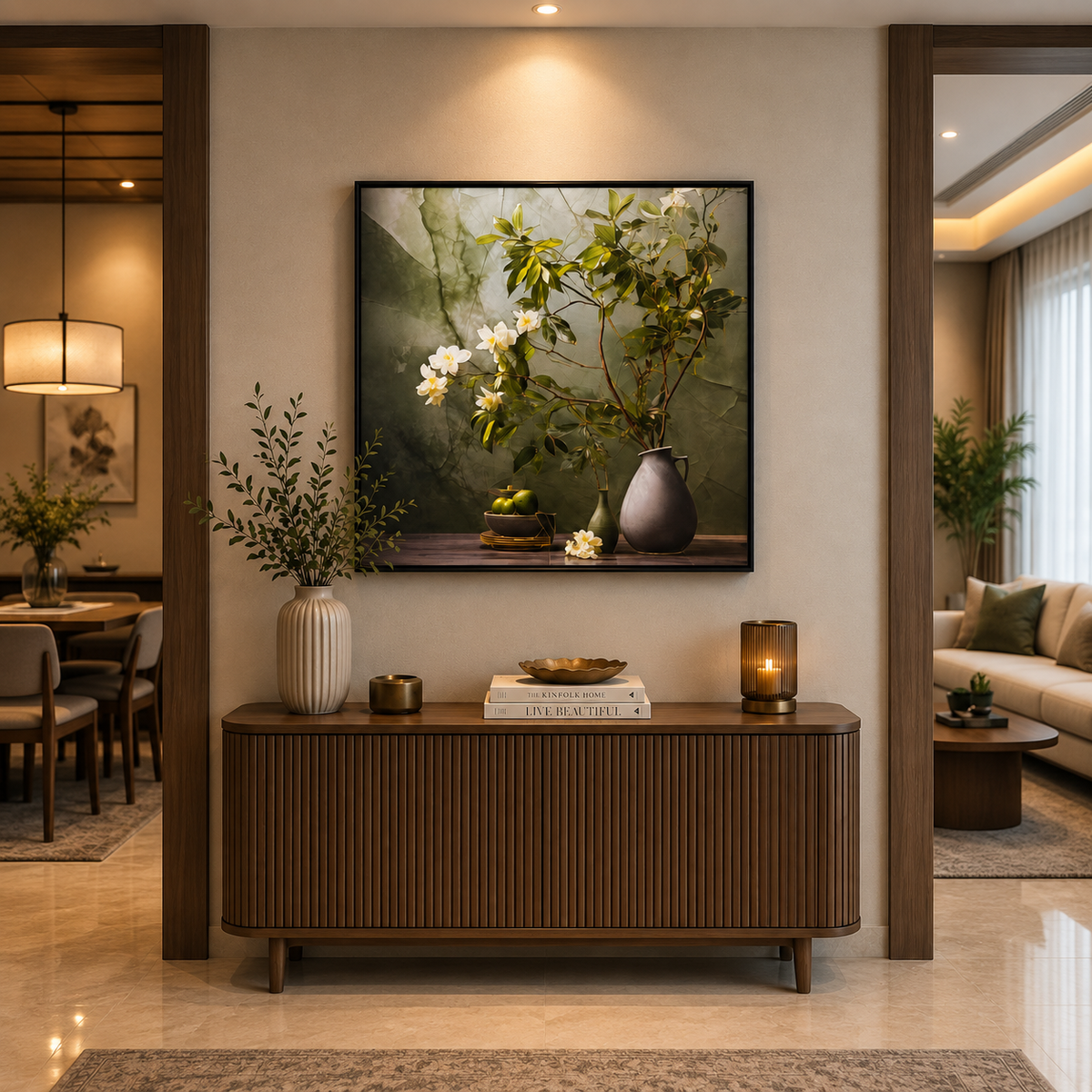 Luxury Floral Crystal Glass Painting