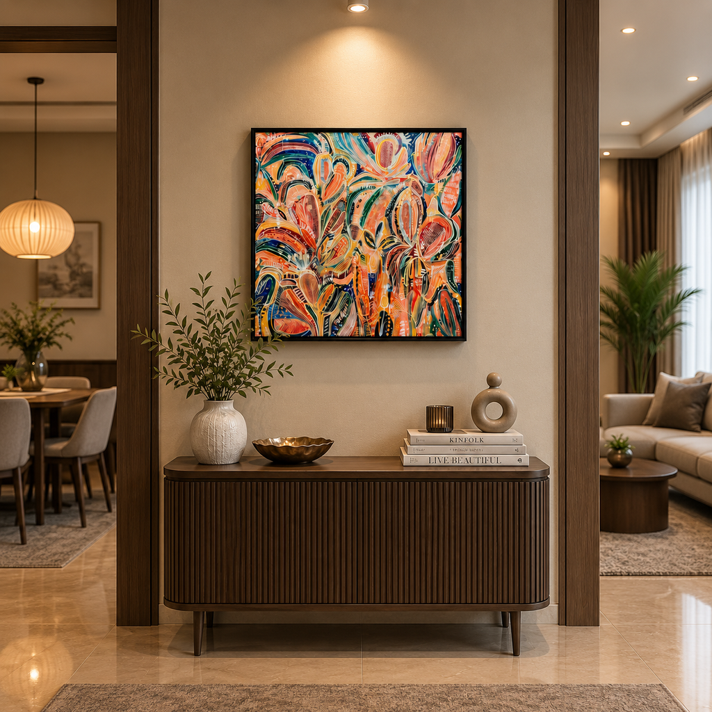 Luxury Abstract Floral Crystal Glass Painting