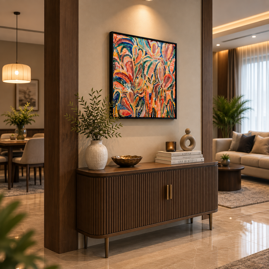 Luxury Abstract Floral Crystal Glass Painting