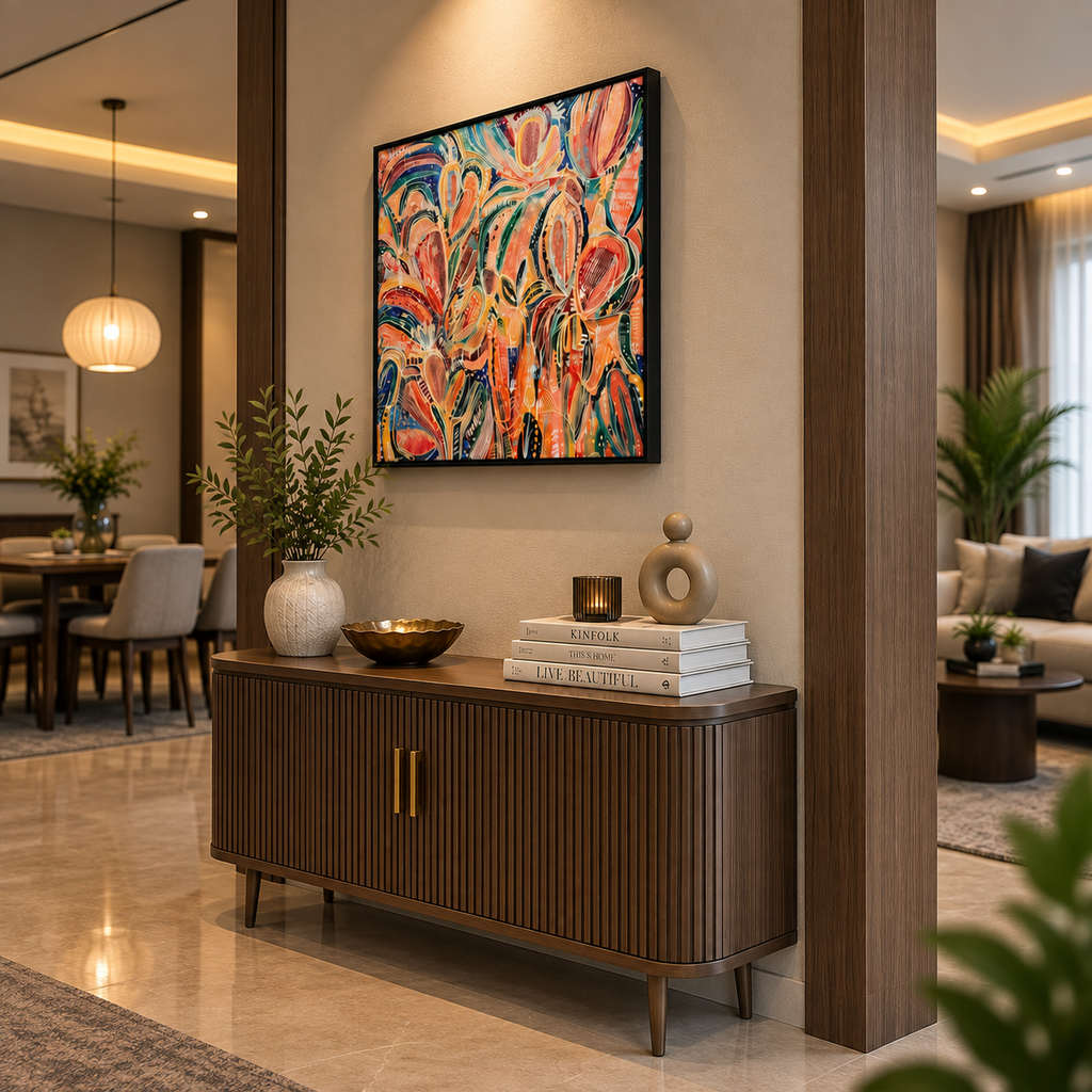 Luxury Abstract Floral Crystal Glass Painting