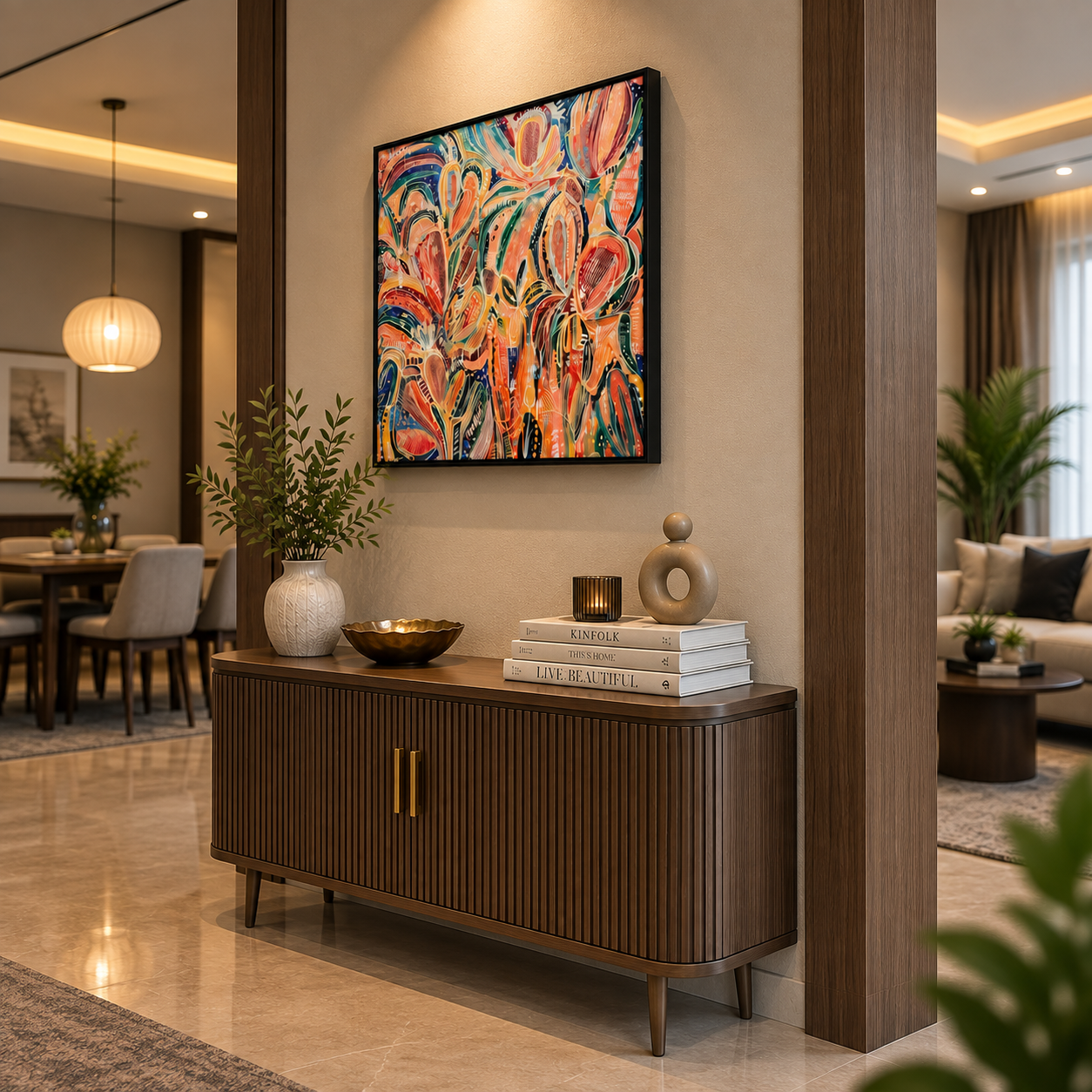 Luxury Abstract Floral Crystal Glass Painting