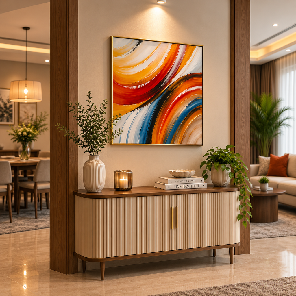 Luxury Abstract Swirl Crystal Glass Painting