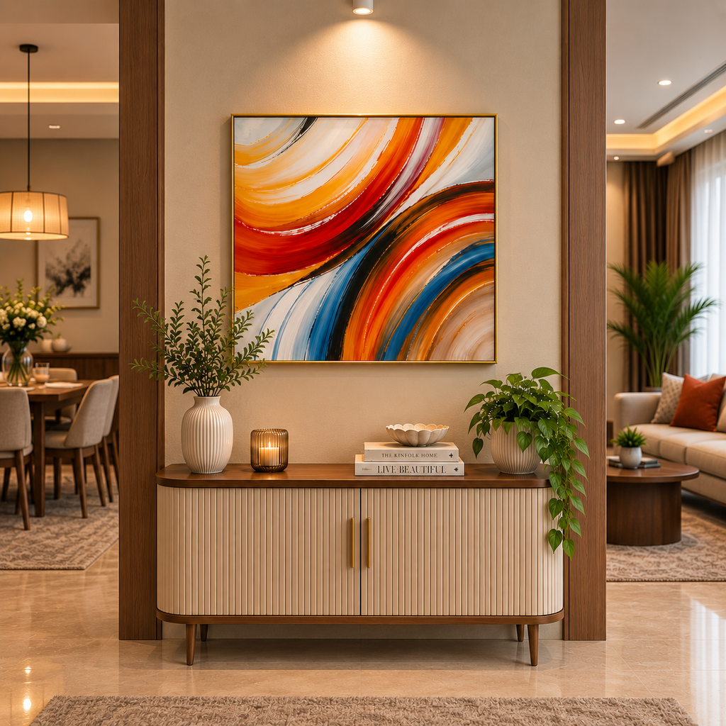 Luxury Abstract Swirl Crystal Glass Painting