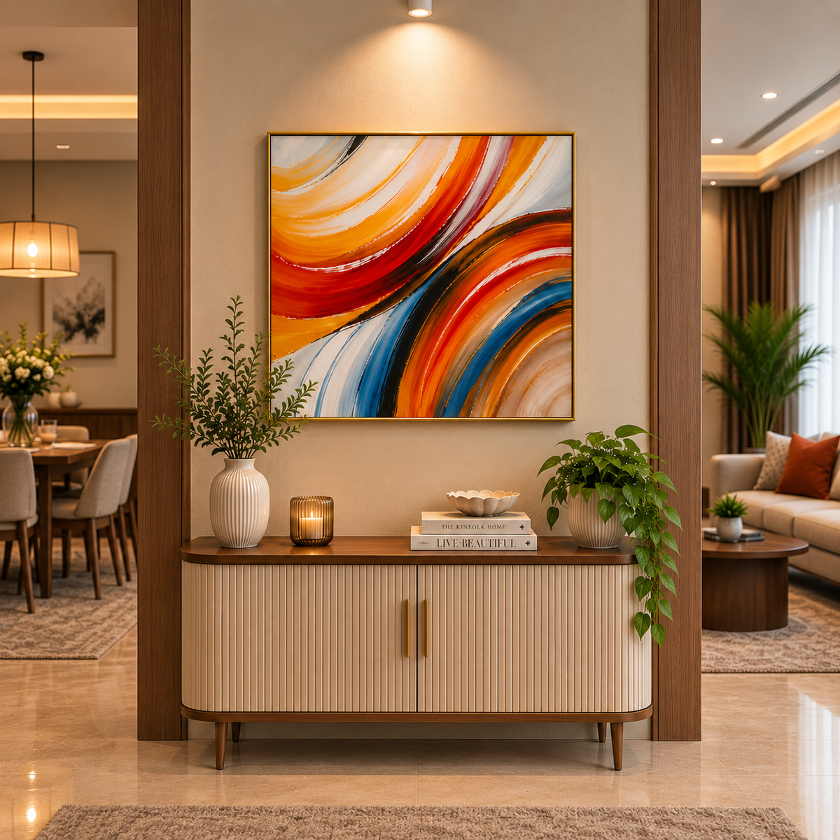 Luxury Abstract Swirl Crystal Glass Painting