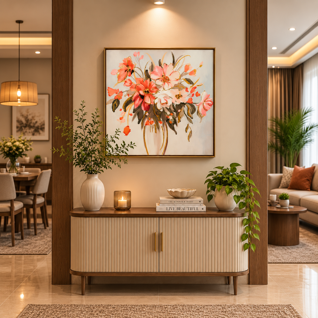 Luxury Floral Bouquet Crystal Glass Painting