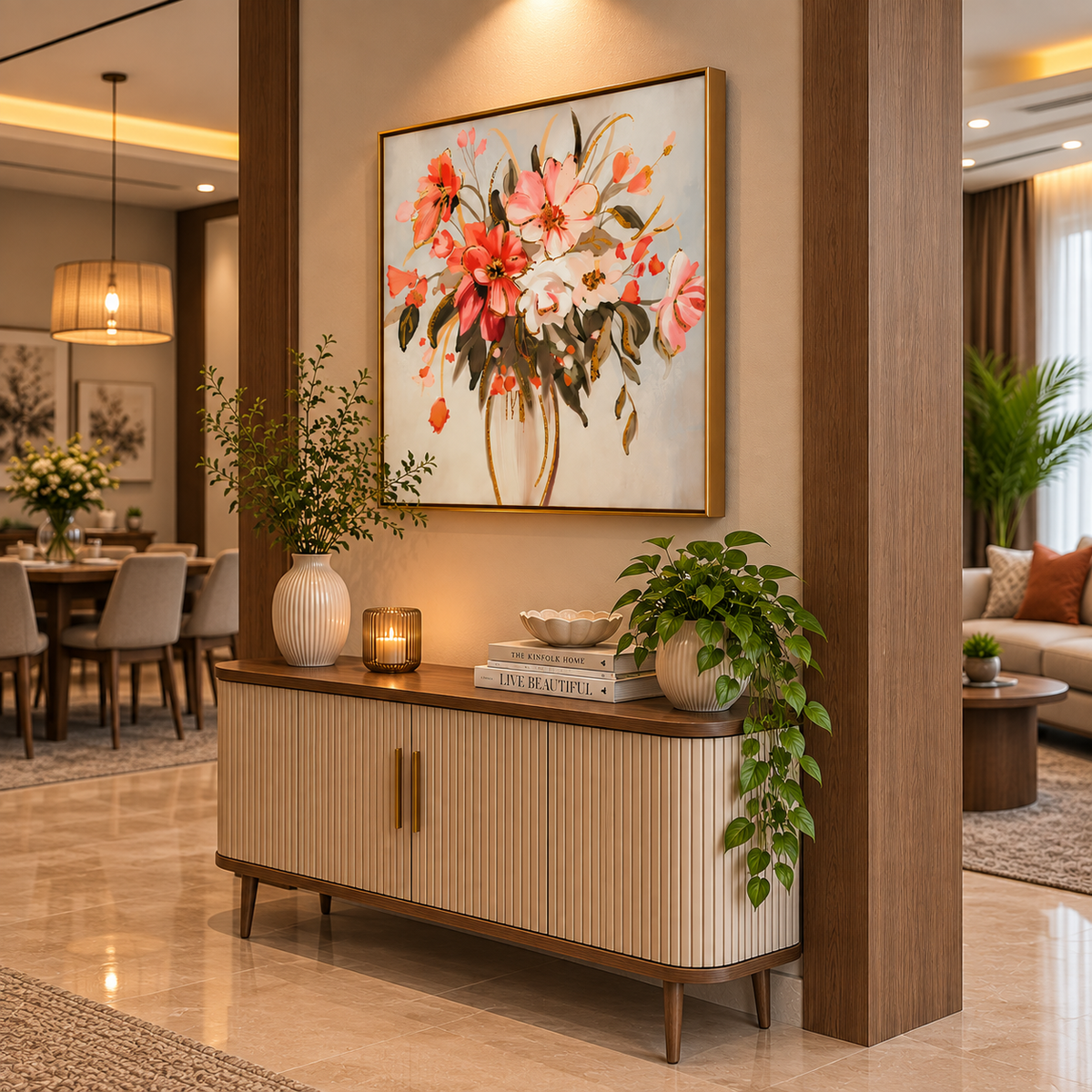Luxury Floral Bouquet Crystal Glass Painting