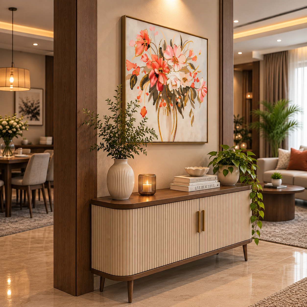 Luxury Floral Bouquet Crystal Glass Painting