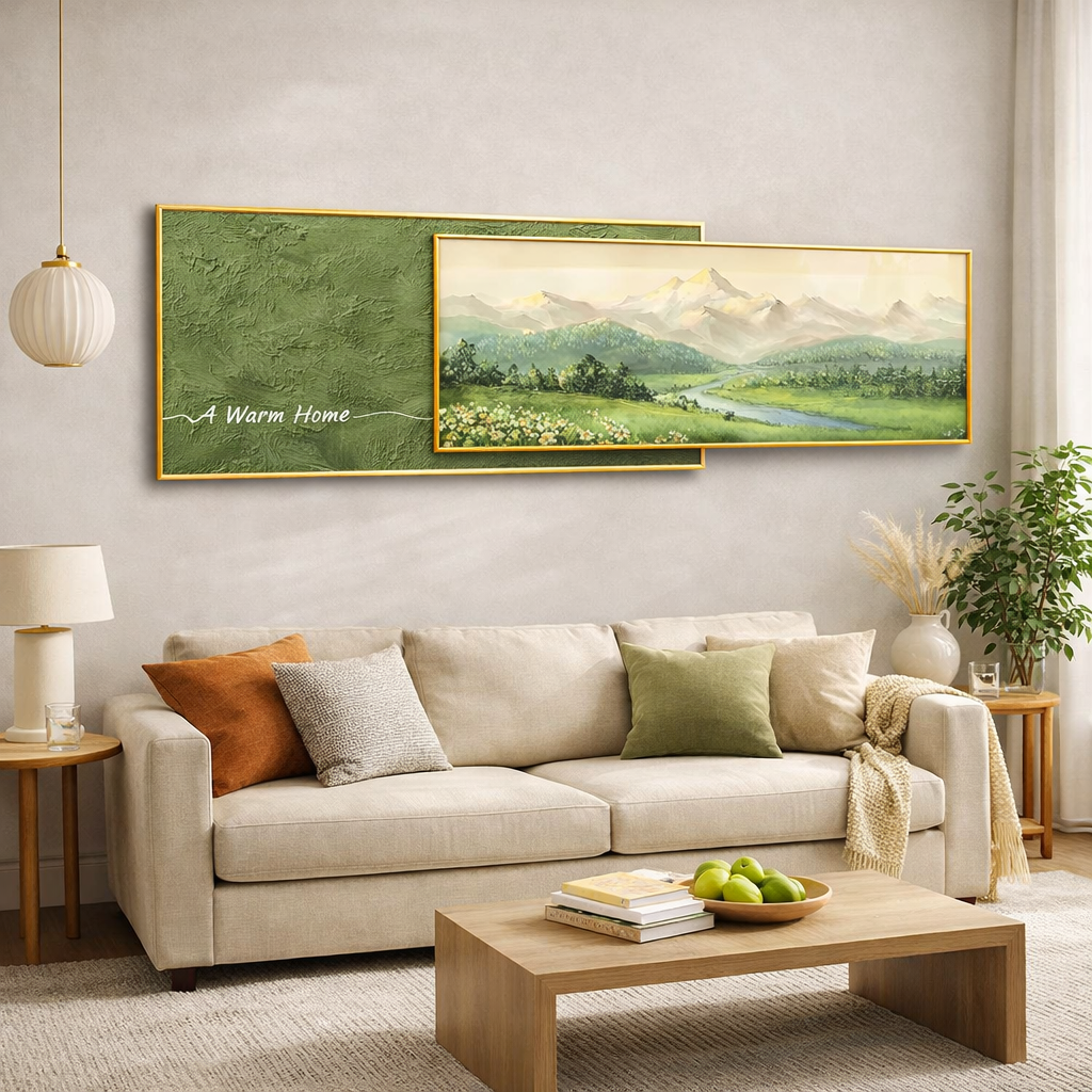 Emerald Horizon – Modern Crystal Painting with Double Metal Frame