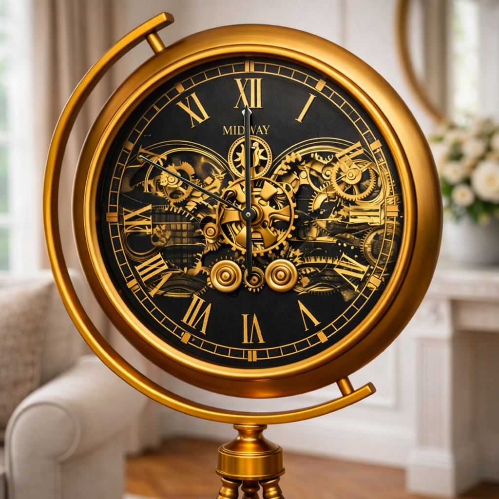 Royal Vintage Tripod Floor Clock – Antique Gold Finish