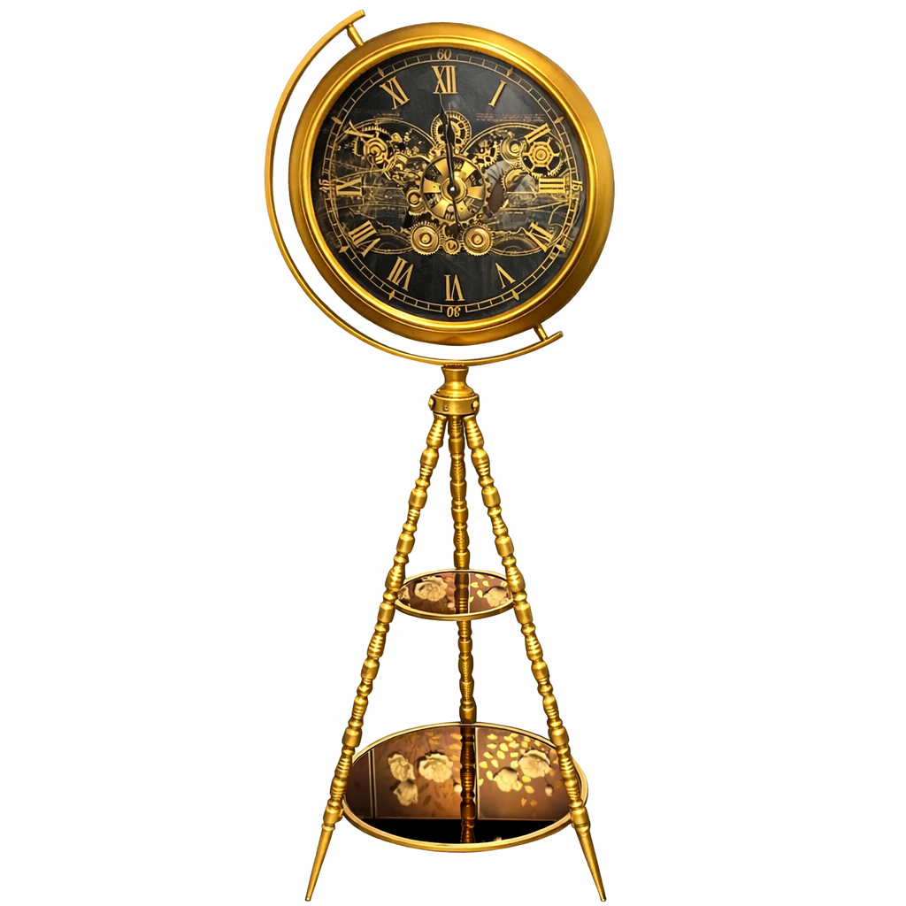 Royal Vintage Tripod Floor Clock – Antique Gold Finish