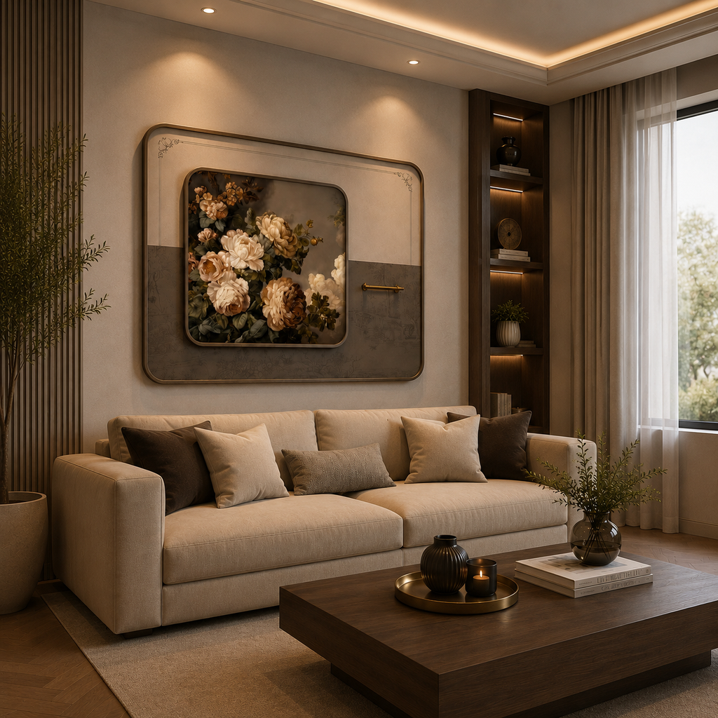 Premium Floral Leather Wall Painting – 90×70 cm