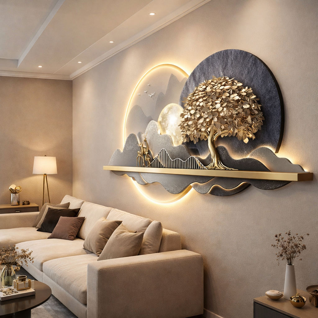 3D Crystal wall decor with led lights