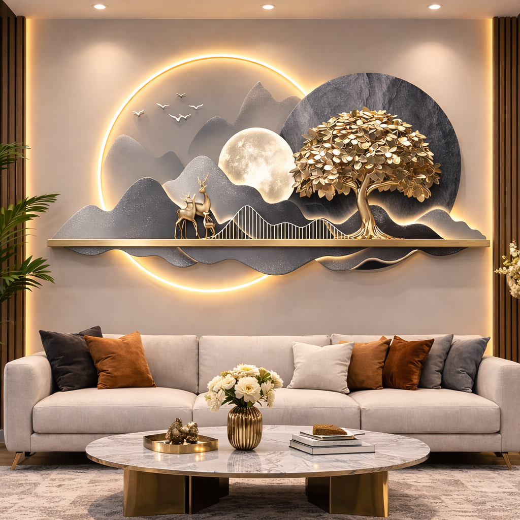 3D Crystal wall decor with led lights