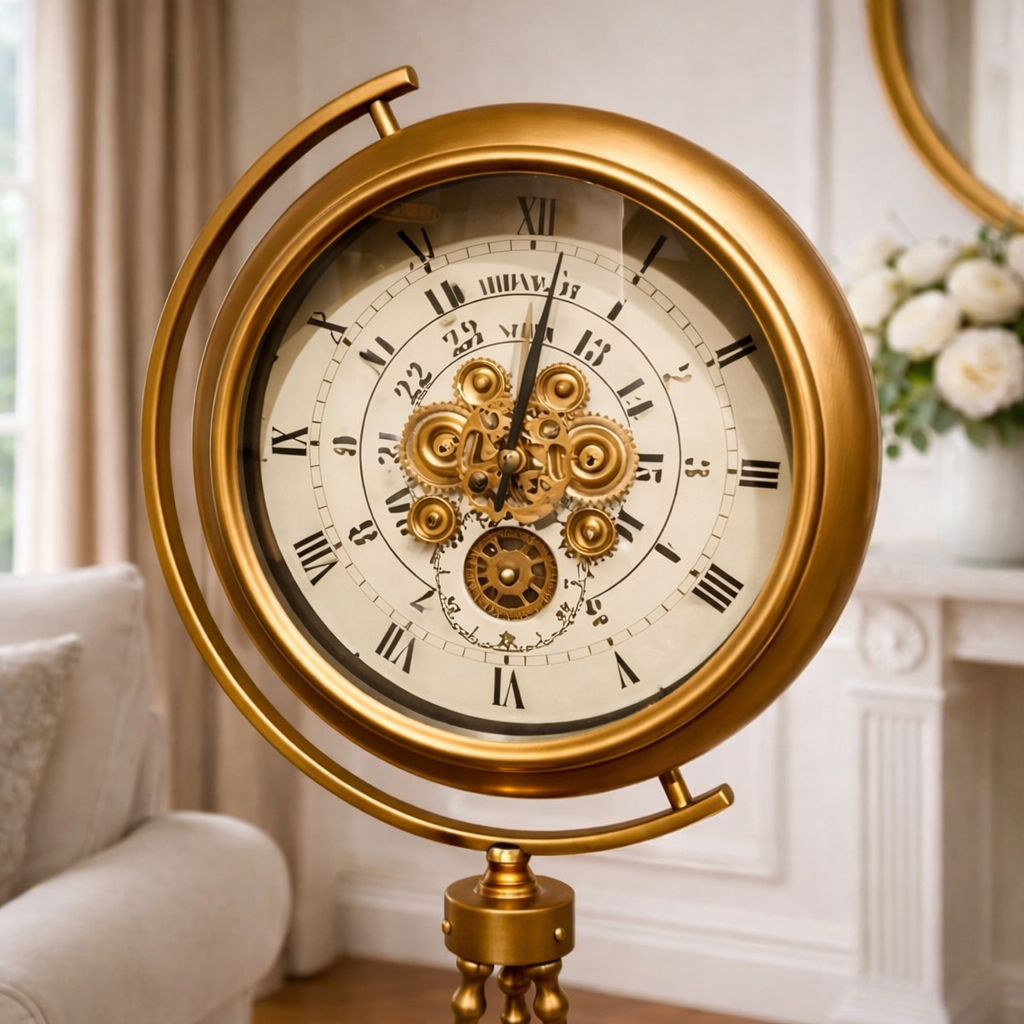Golden Elegance Tripod Floor Clock