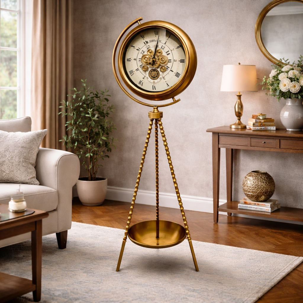 Golden Elegance Tripod Floor Clock
