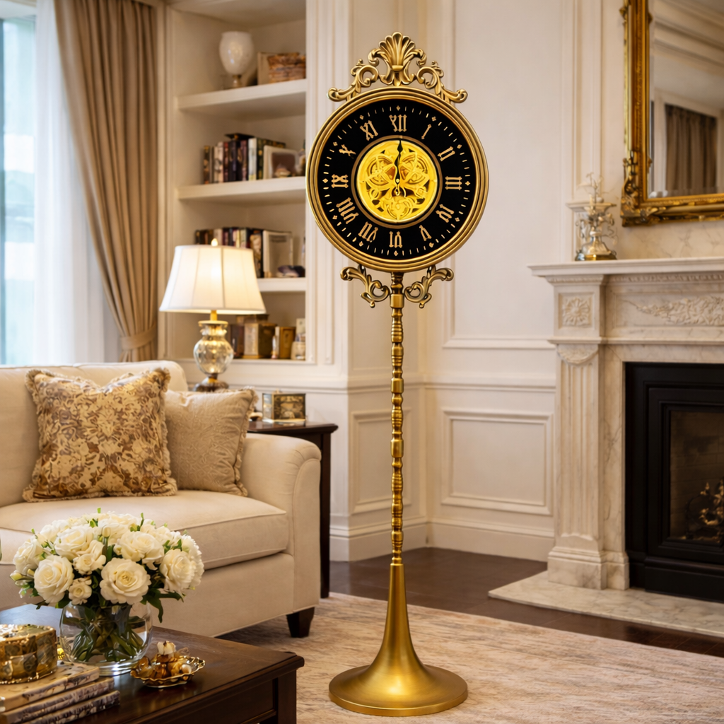 Royal Vintage Floor Clock (Antique Gold Finish)