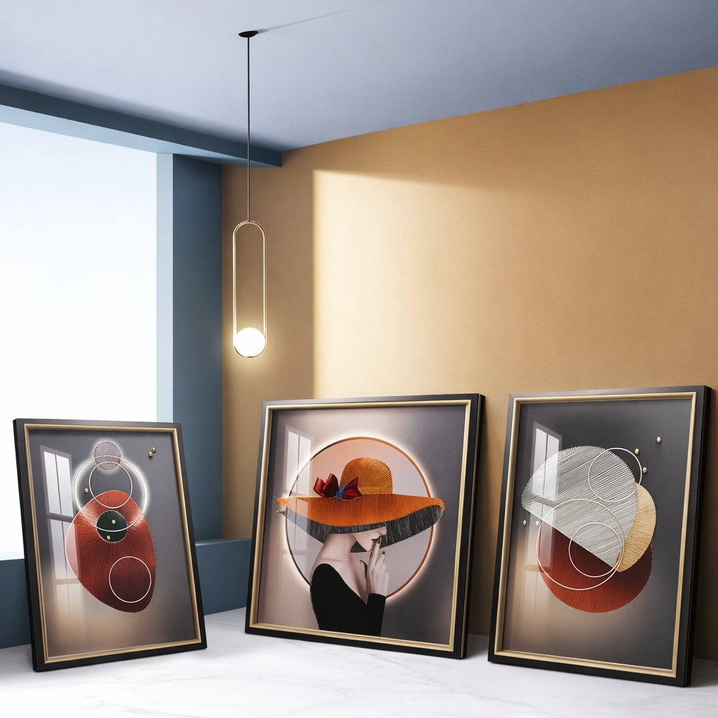 Shadow Box Paintings Chic Elegance & Abstract Forms 3D Shadow Box Wall Art Set