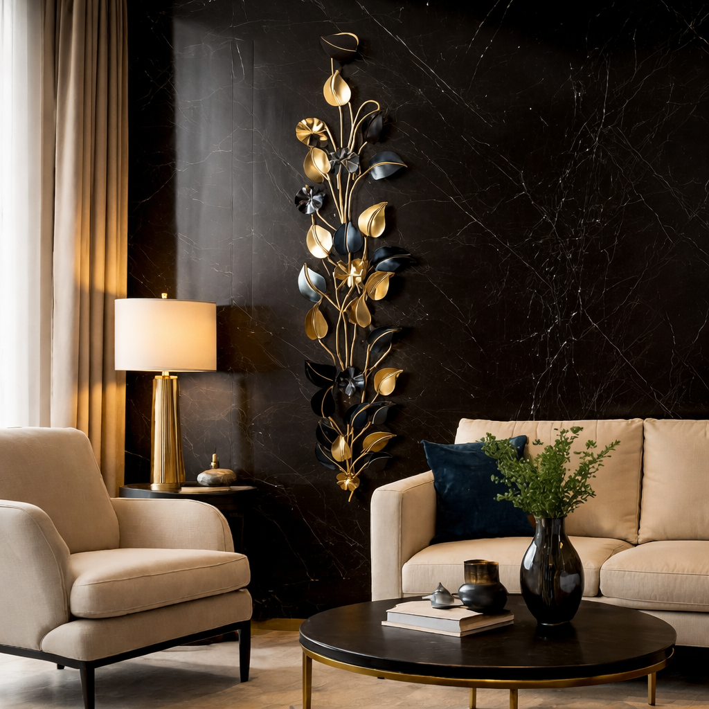 Vertical Metal Wall Art Set - Midnight Bloom Trio