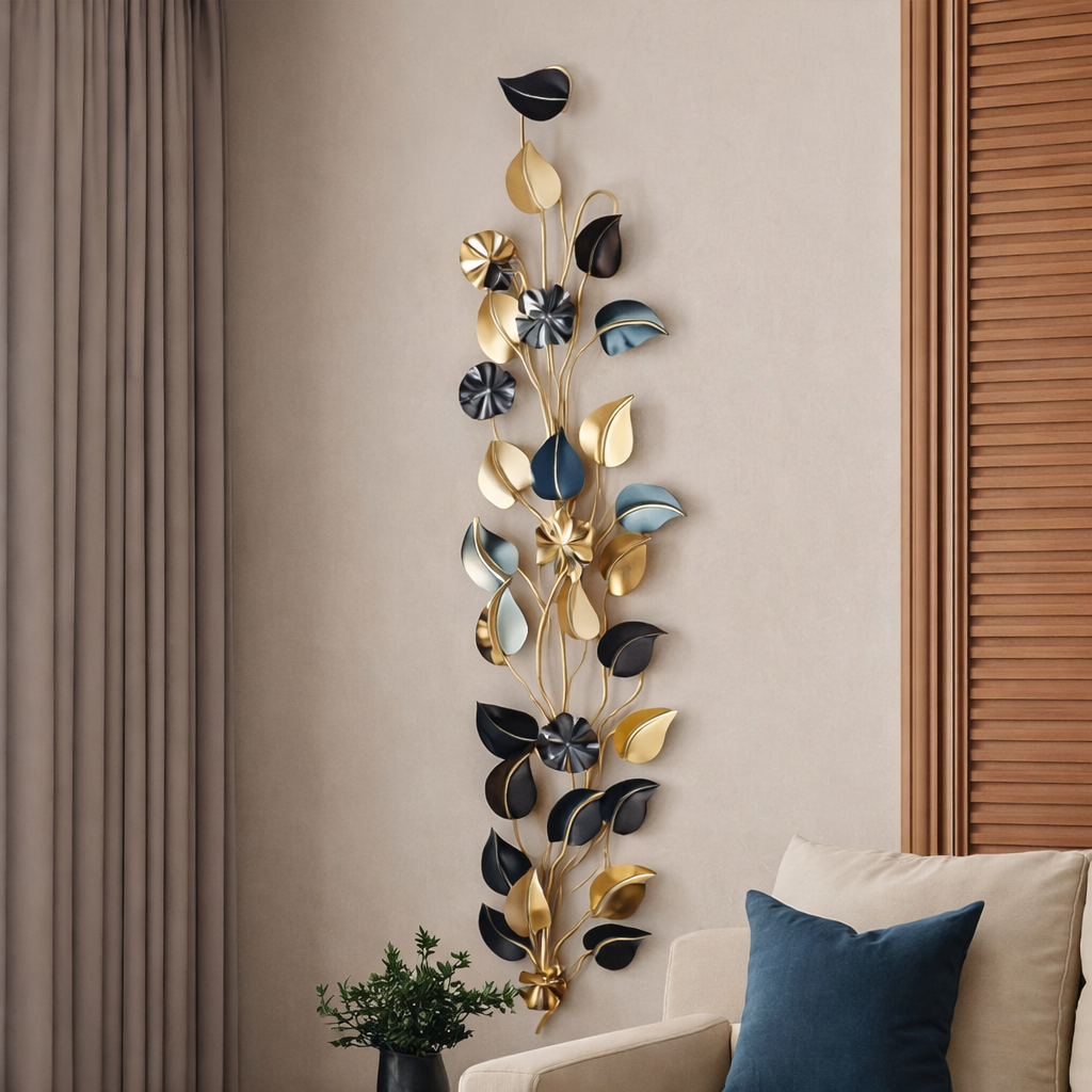 Vertical Metal Wall Art Set - Midnight Bloom Trio