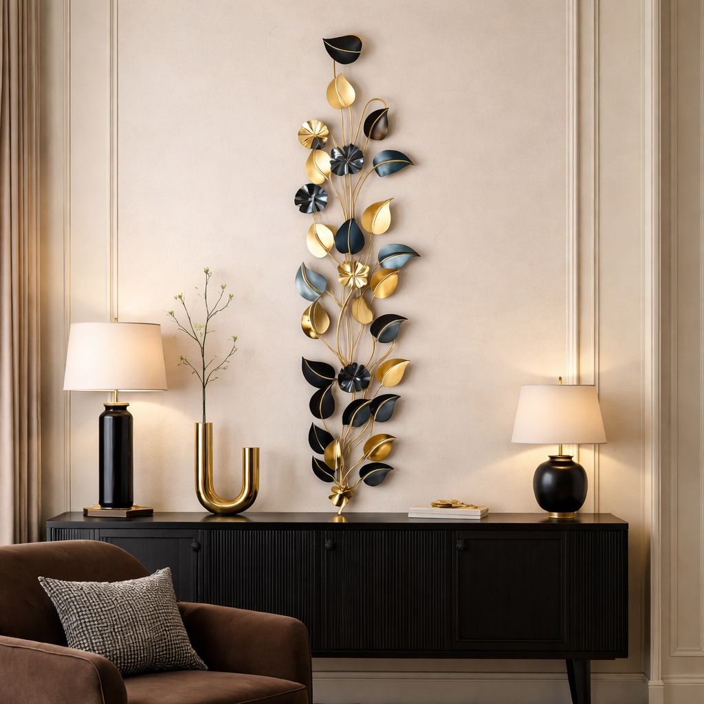 Vertical Metal Wall Art Set - Midnight Bloom Trio