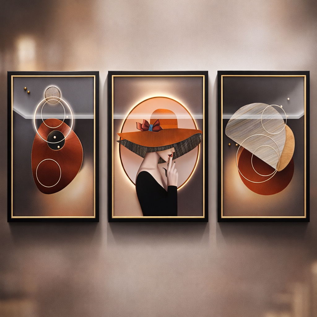 Shadow Box Paintings Chic Elegance & Abstract Forms 3D Shadow Box Wall Art Set