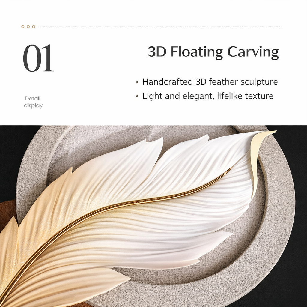 Luxury Feather LED Wall Art Panel