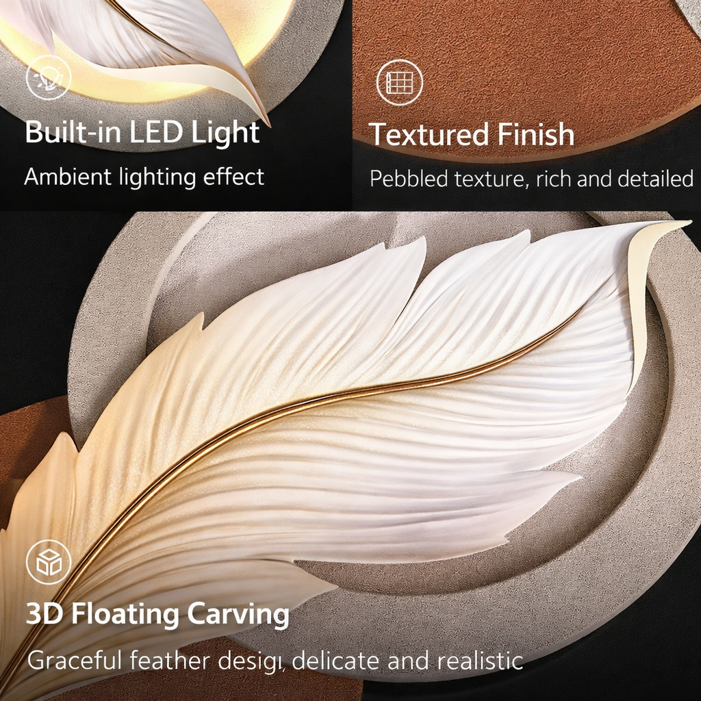Luxury Feather LED Wall Art Panel