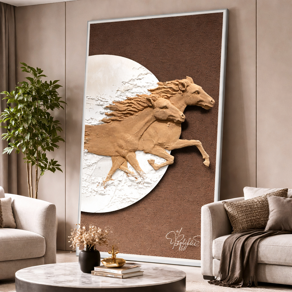 Royal Running Horses 3D Wall Art Panel