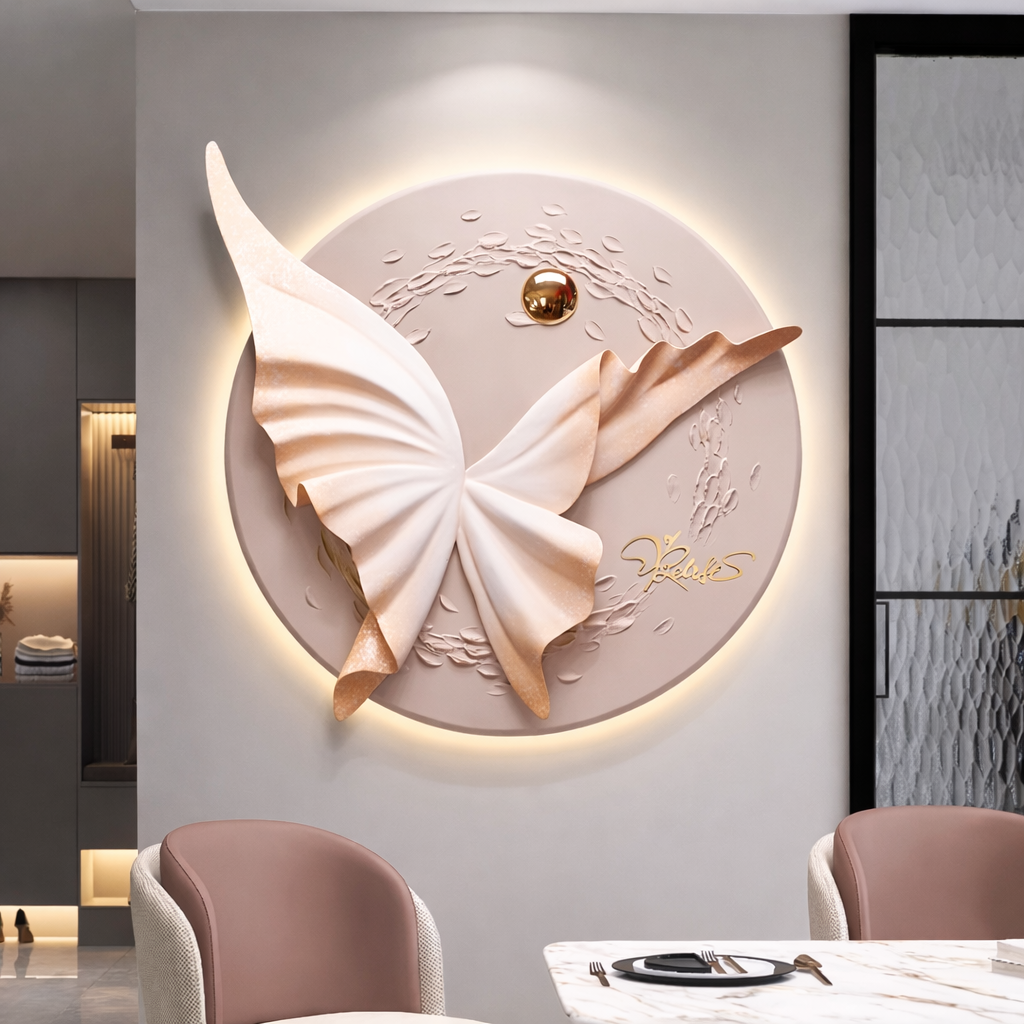 Blush Glow Butterfly LED Wall Art