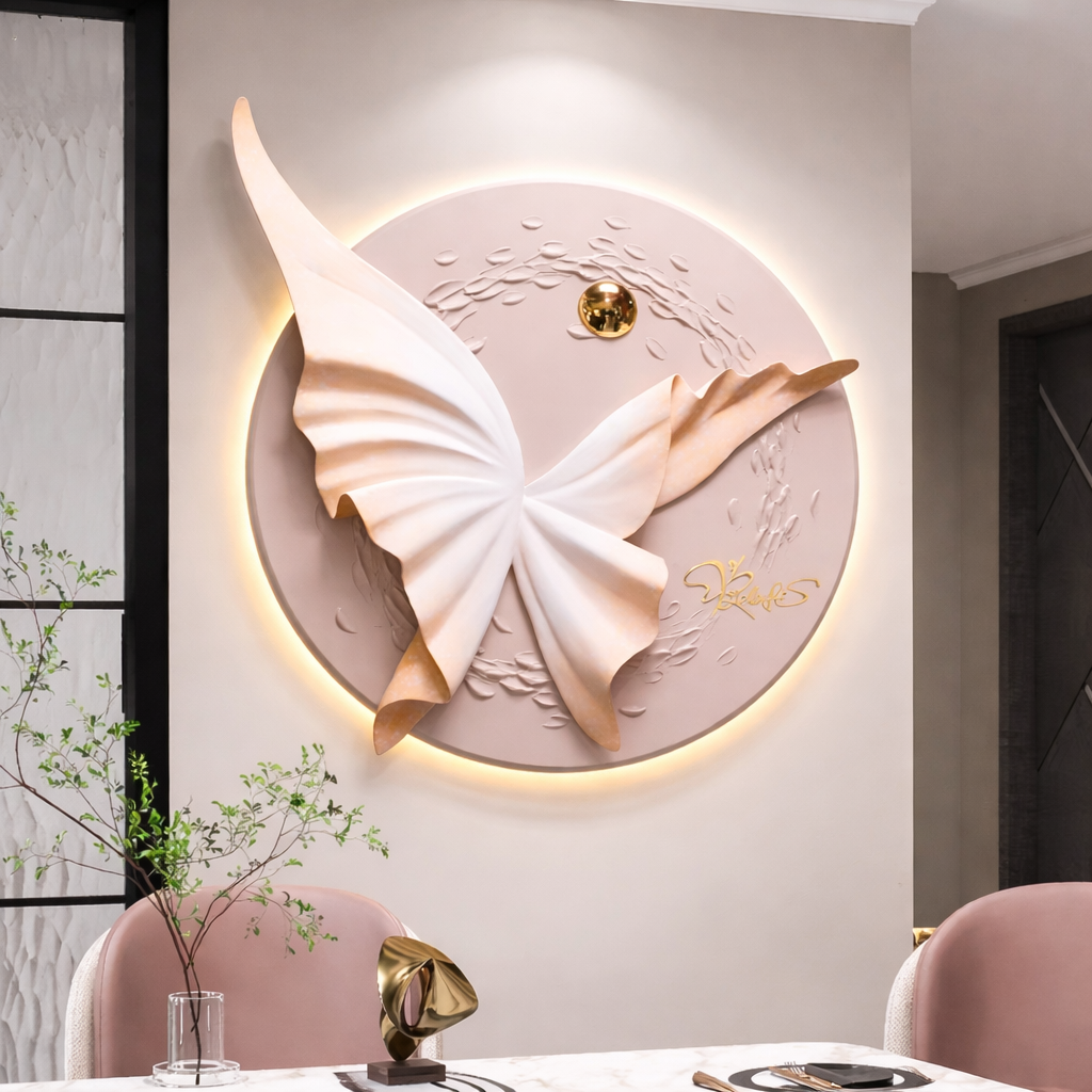 Blush Glow Butterfly LED Wall Art