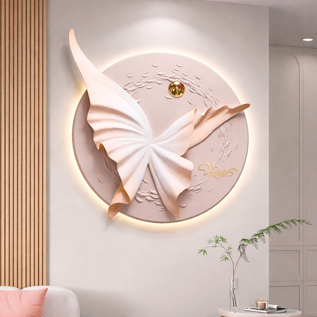 Blush Glow Butterfly LED Wall Art