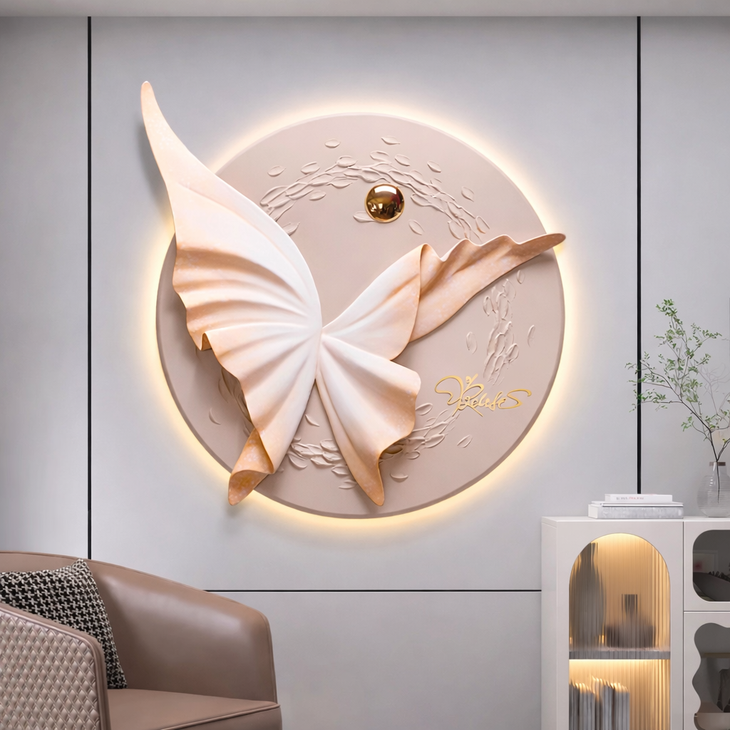 Blush Glow Butterfly LED Wall Art