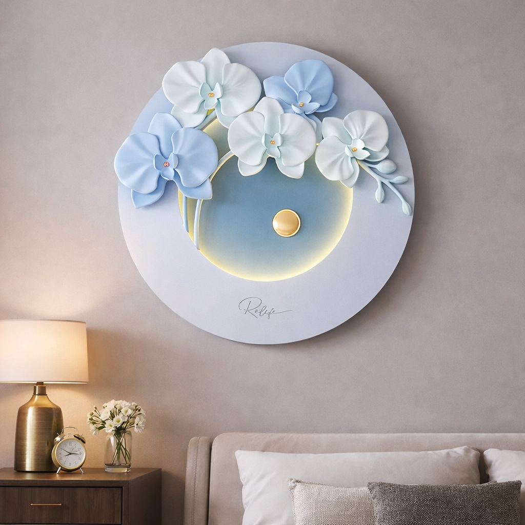 Azure Bloom LED Floral Wall Art