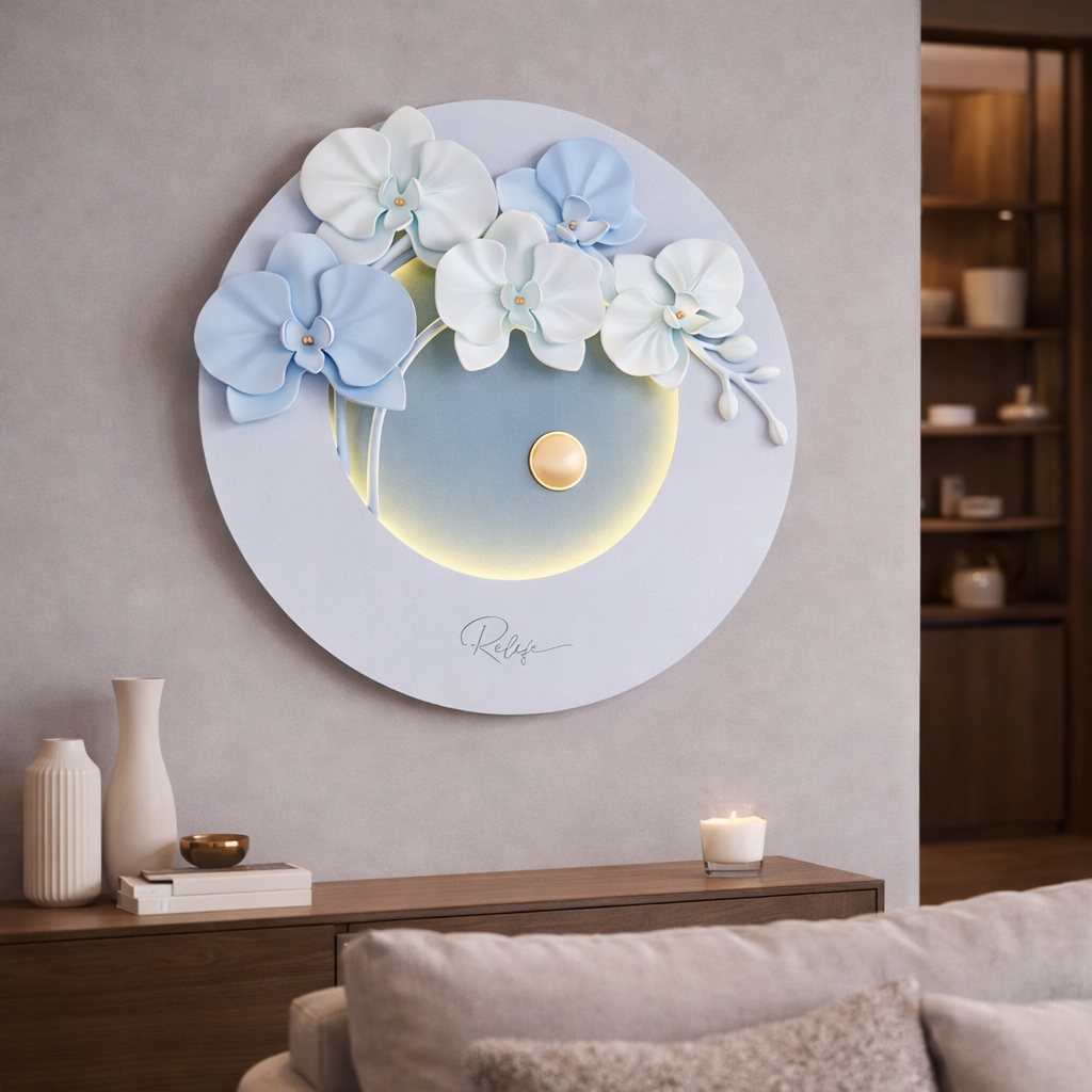 Azure Bloom LED Floral Wall Art