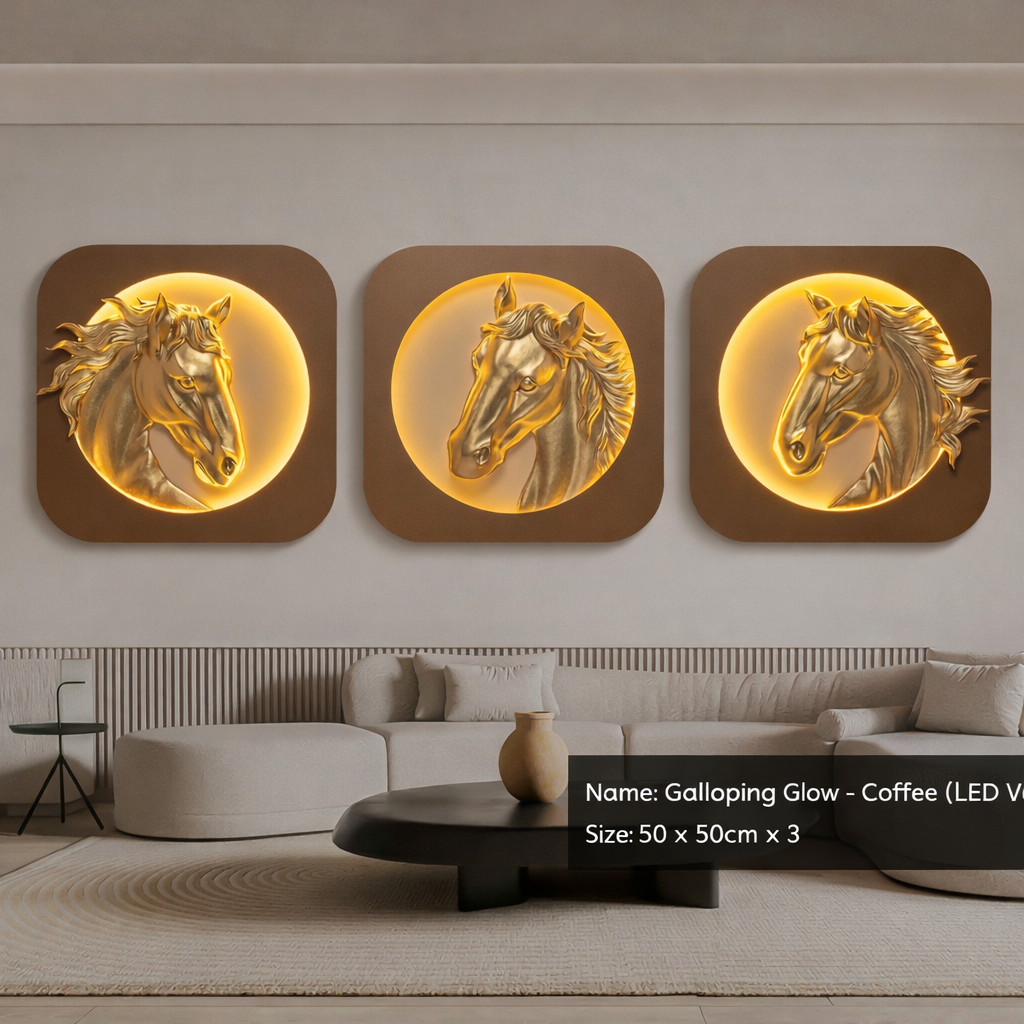 Galloping Glow LED Horse Wall Art (Set of 3)