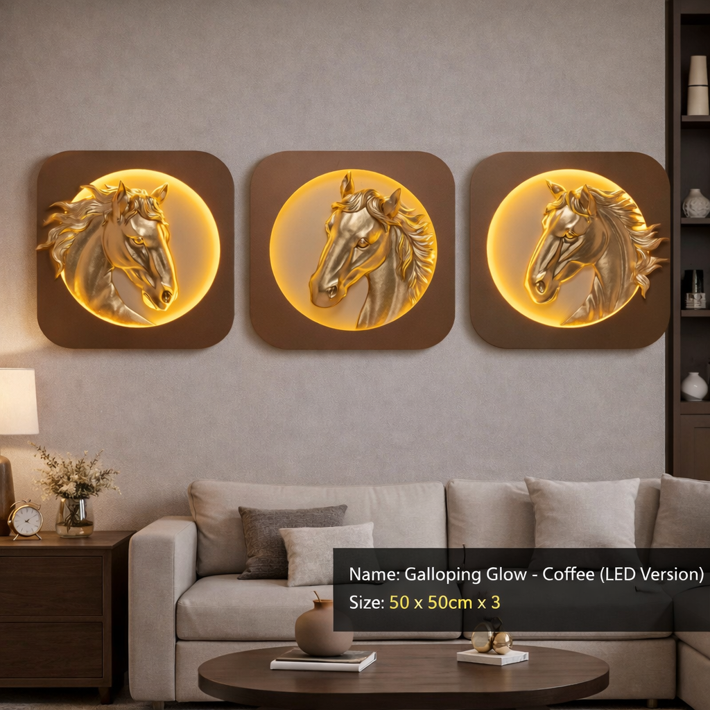 Galloping Glow LED Horse Wall Art (Set of 3)
