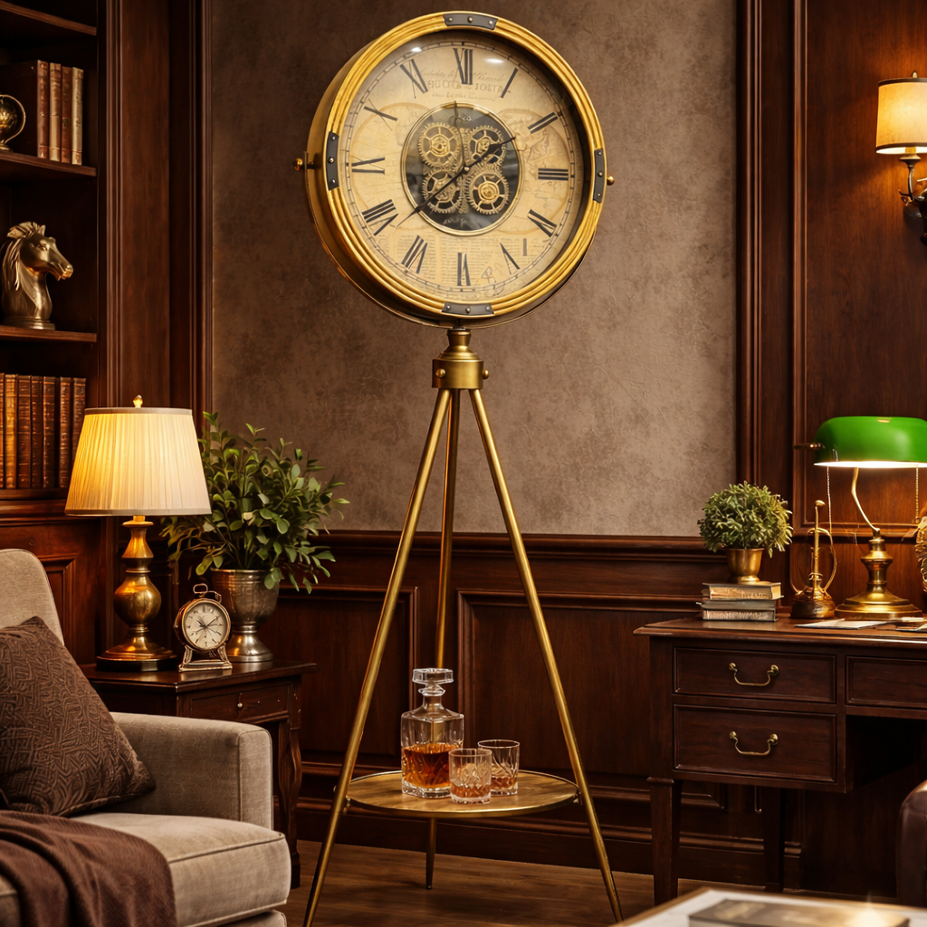 Vintage Luxe Tripod Gear Clock