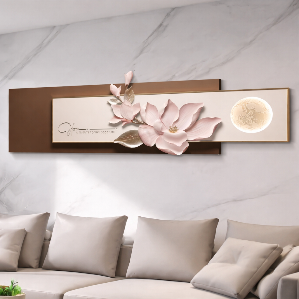 3D Floral Wall Art Panel with LED Moon Light