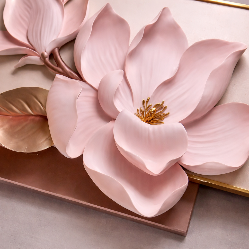 3D Floral Wall Art Panel with LED Moon Light