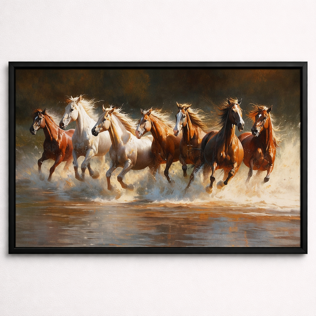 Crystal Paintings Gallop of Freedom: Seven Running Horses Crystal Art