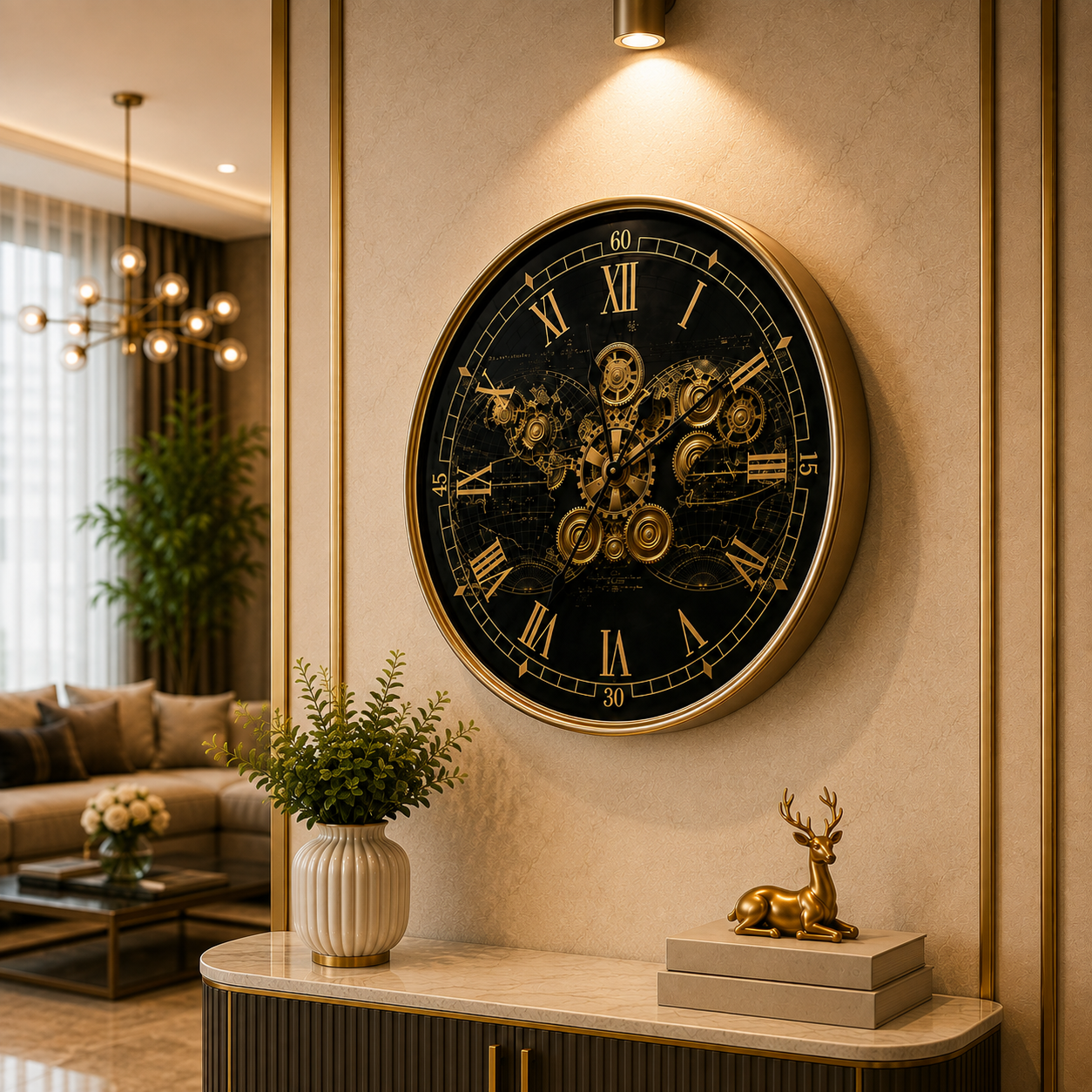 Black Gold Gear Wall Clock