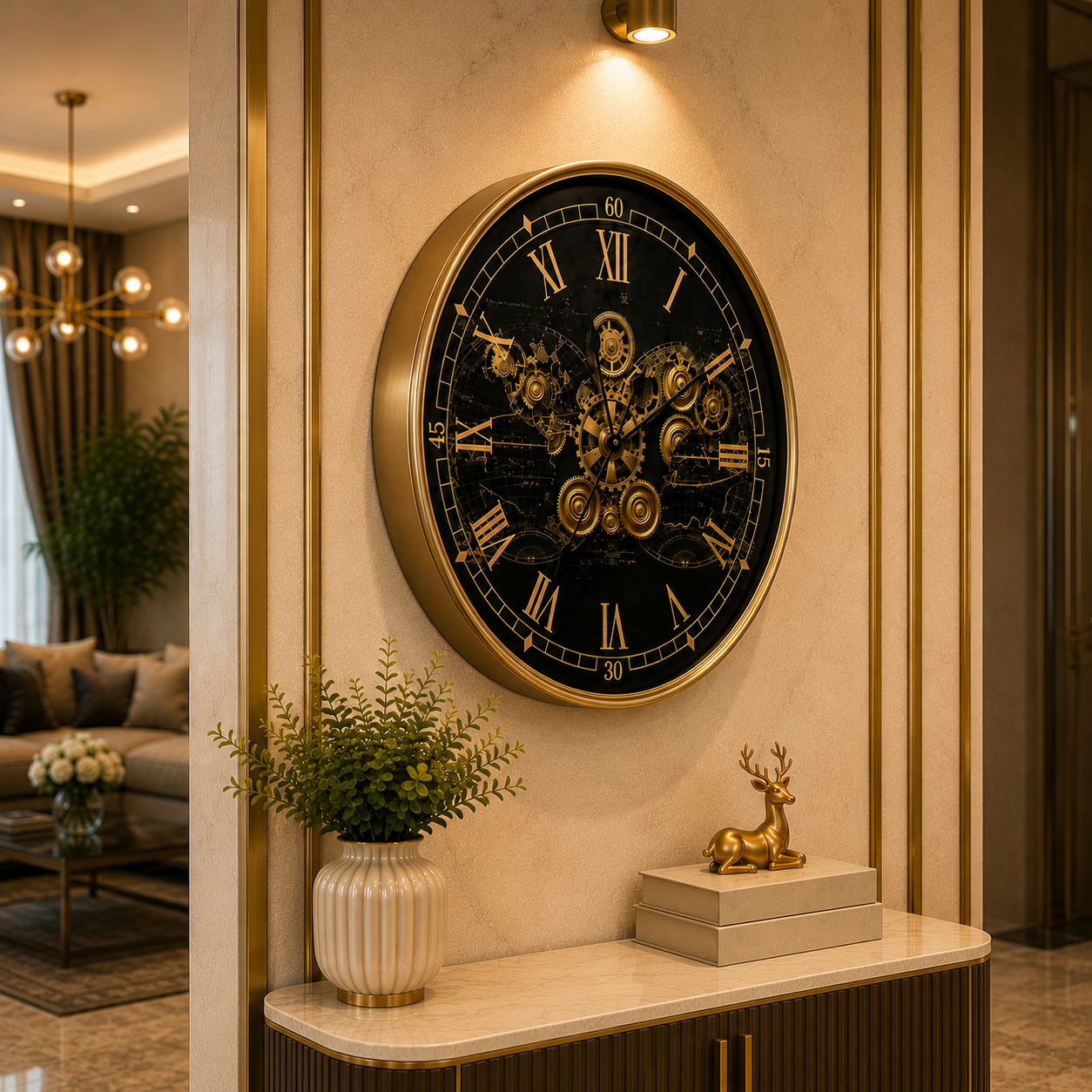 Black Gold Gear Wall Clock