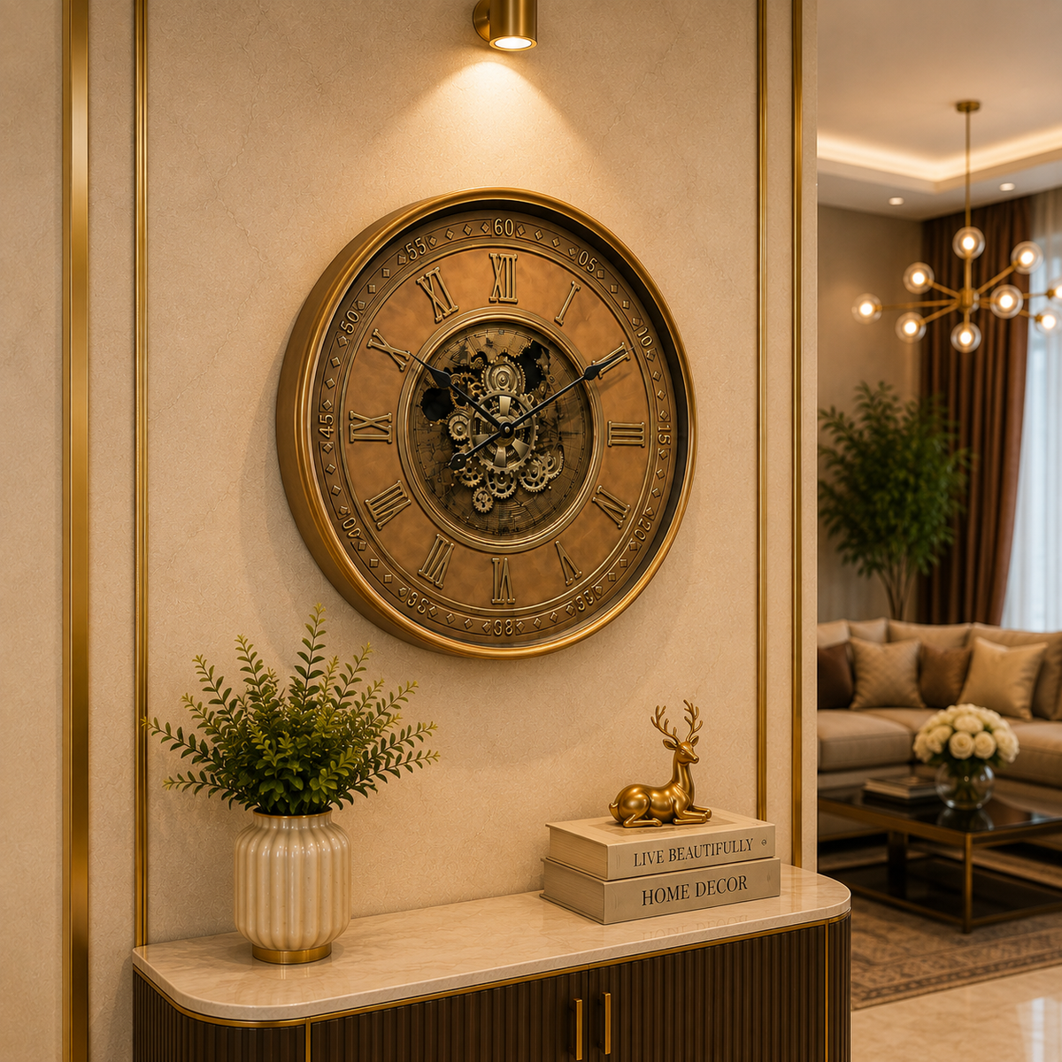 Royal Gold Gear Wall Clock