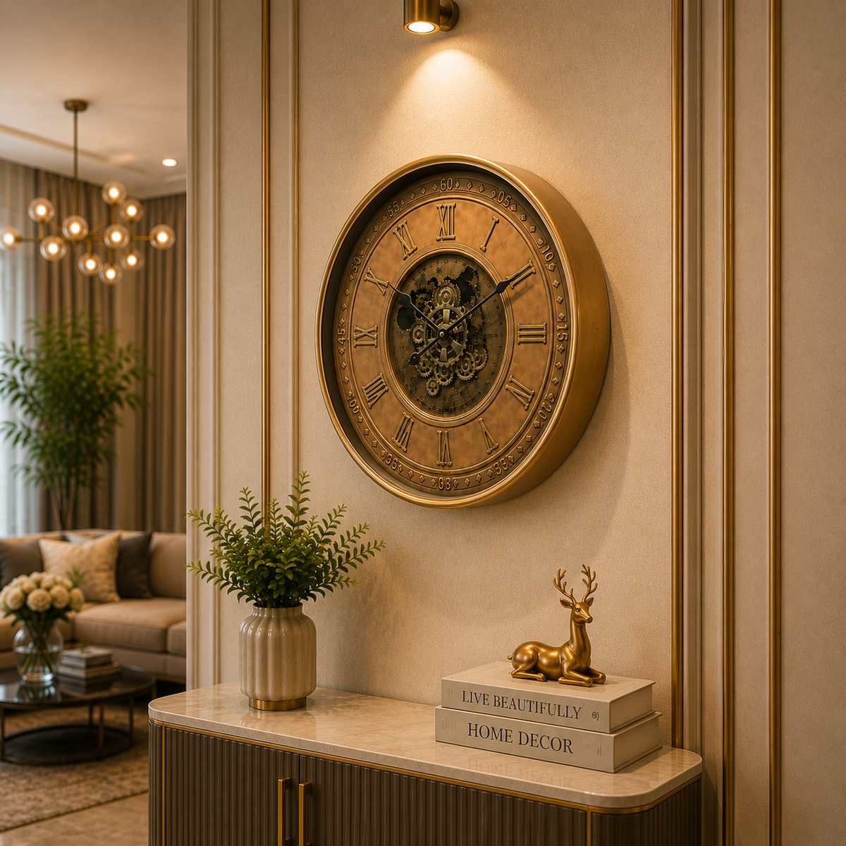 Royal Gold Gear Wall Clock