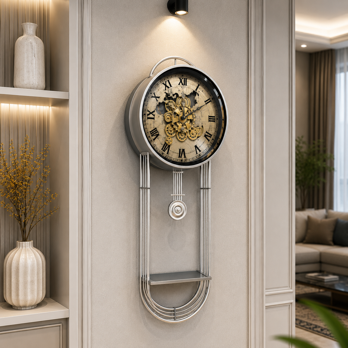 Luxury Metal Gear Moving Wall Clock