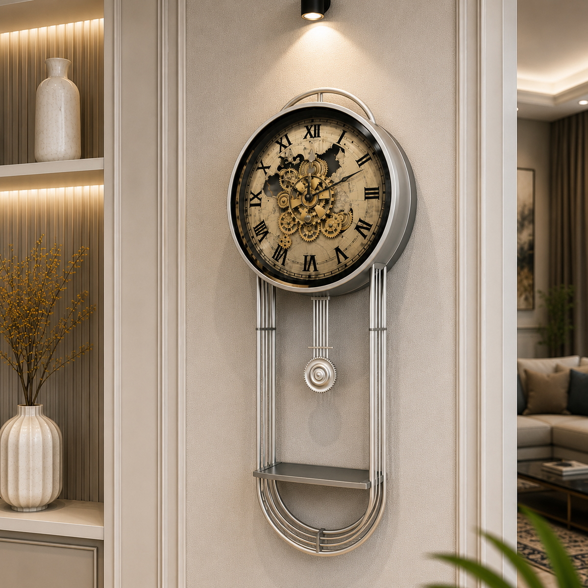 Luxury Metal Gear Moving Wall Clock