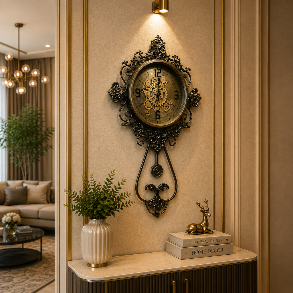 Luxury Metal Gear Moving Wall Clock